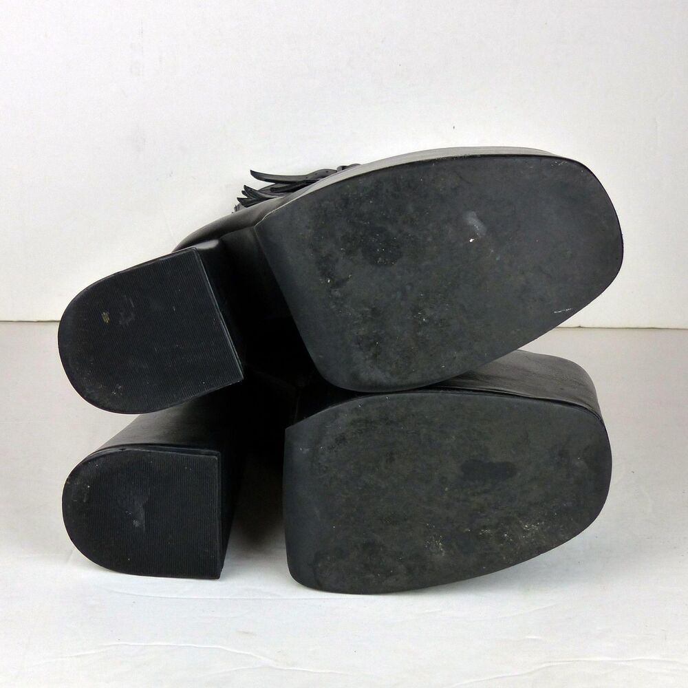 Widow Strappy Buckle Boots 6M Black Vegan Leather Gone Haywire Platform Gothic - Picture 13 of 16